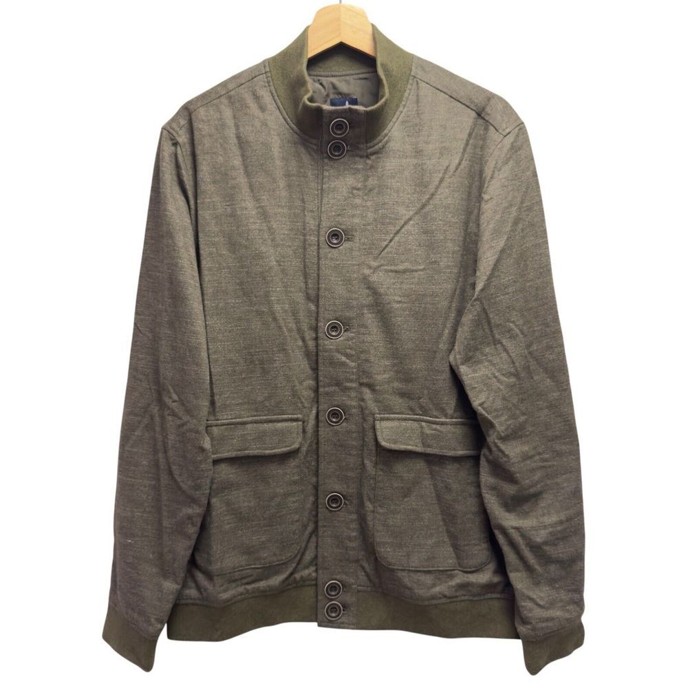Johnnie-O NEW Men's M Bronson Button Front Khaki Green Wool/Cotton Bomber Jacket